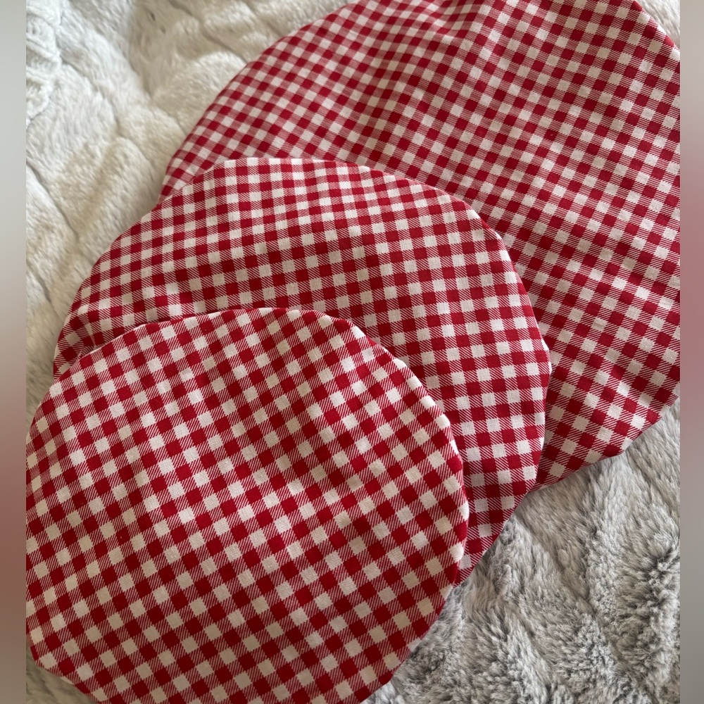 Rustic Farmhouse Red Gingham 3 Bowl Covers Doughrise Cover Linens Set Final Sale